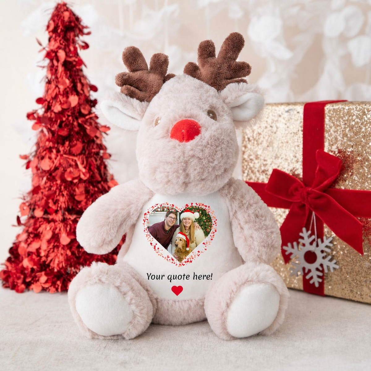 Personalized Christmas Teddy Bear Plush – Custom Name Keepsake for Couples & Loved Ones