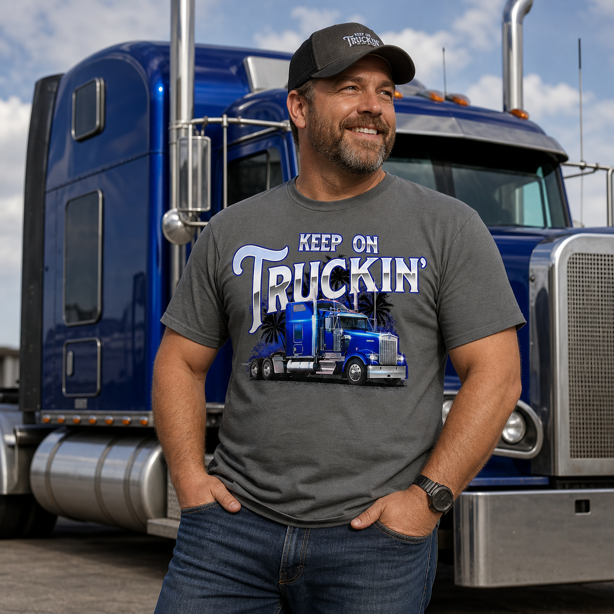 Keep On Truckin’ – Funny Semi Truck Driver T‑Shirt, Great Gift for Truckers