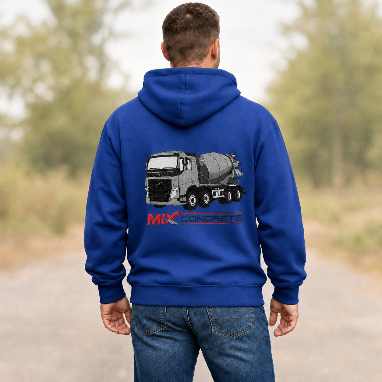 Custom Embroidered Truck Hoodie (Back Design) With Logo—The Perfect Gift For Truck Drivers, Car Enthusiasts