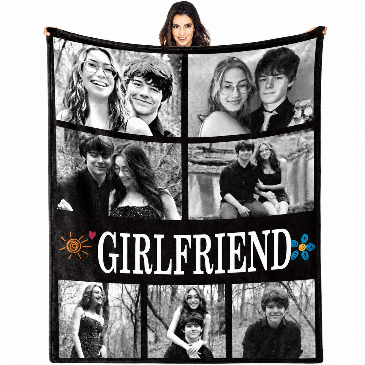 Multi Photo Memory Throw Personalized romantic gift for her-perfect for anniversary, birthday & valentine's day