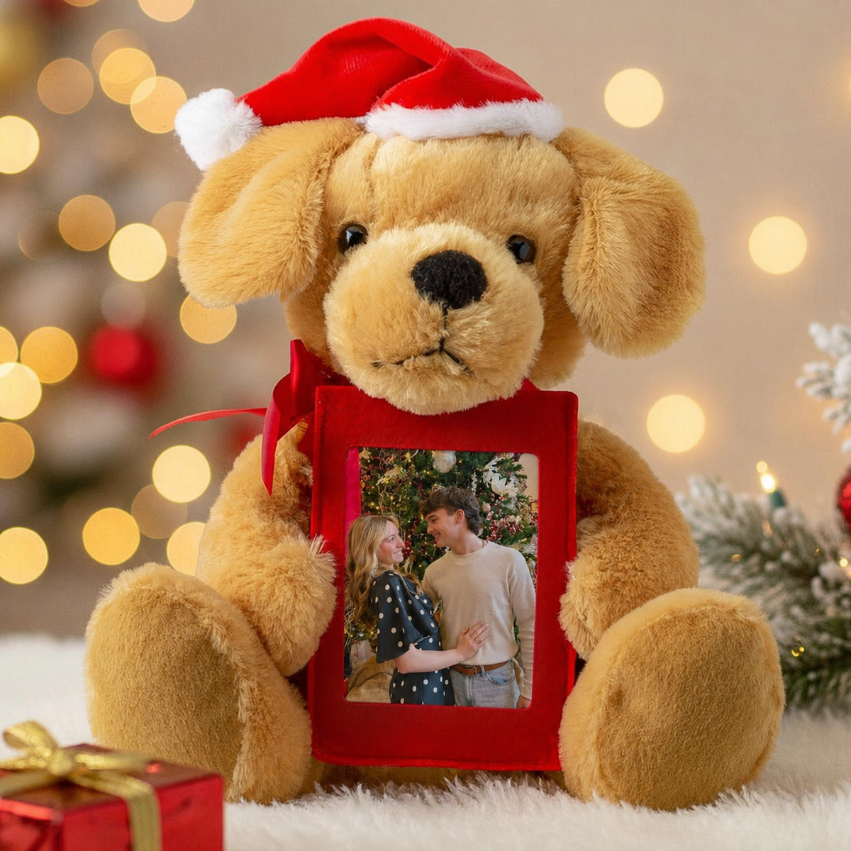 Personalized Santa Dog Plush with Custom Photo – A Christmas Keepsake for Couples & Your Girlfriend