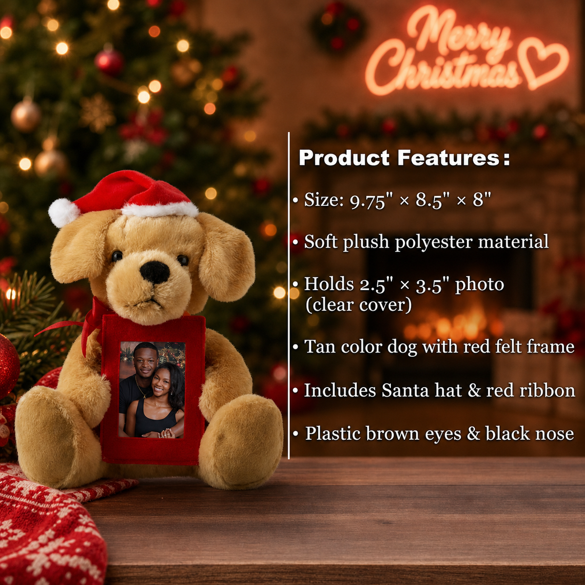 Personalized Santa Dog Plush with Custom Photo – A Christmas Keepsake for Couples & Your Girlfriend
