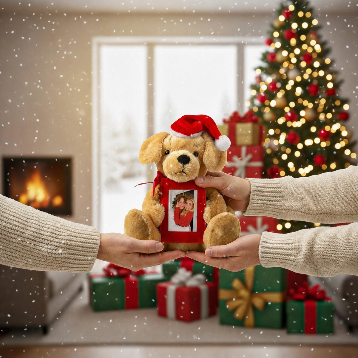 Personalized Santa Dog Plush with Custom Photo – A Christmas Keepsake for Couples & Your Girlfriend