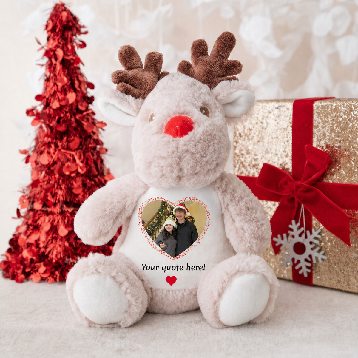 Personalized Christmas Teddy Bear Plush – Custom Name Keepsake for Couples & Loved Ones
