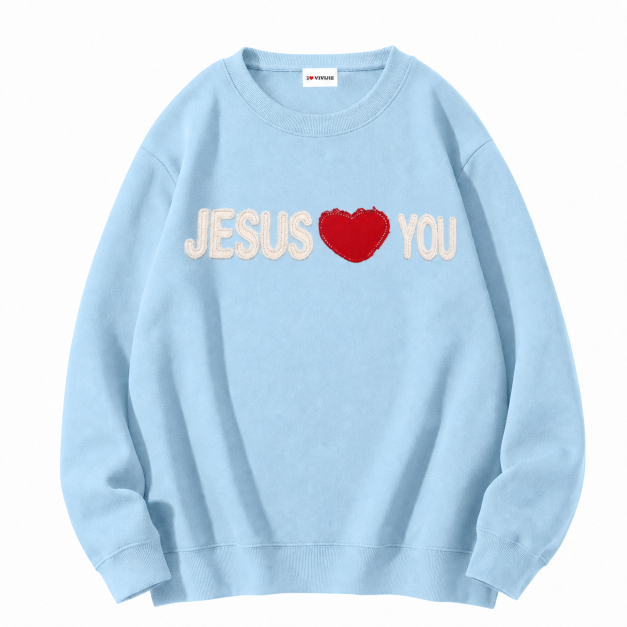 Custom Applique Couple Sweatshirt – Red Heart & Both Names Appliqued with Your Choice of Fabric, Personalized Gift for Boyfriend/Girlfriend, Anniversary Valentine's Day