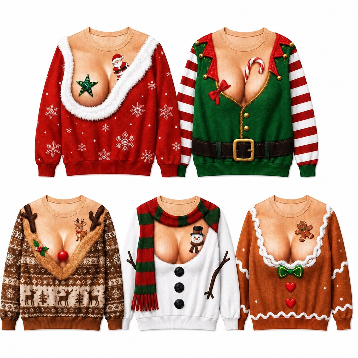 Custom Fun & Novelty Women's Santa Sweatshirt – Humorous Christmas Party Gift for Adults & Matching Couples' Sweatshirts