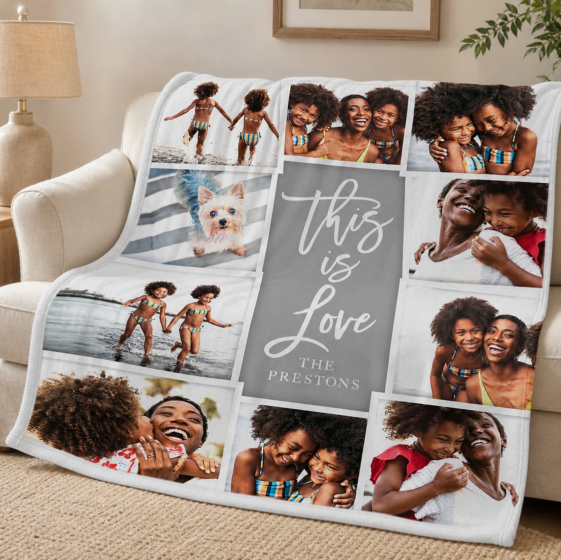 This Is Love Custom Photo Blanket — Personalized Plush Throw, Couple Memory Gift for Him & Her