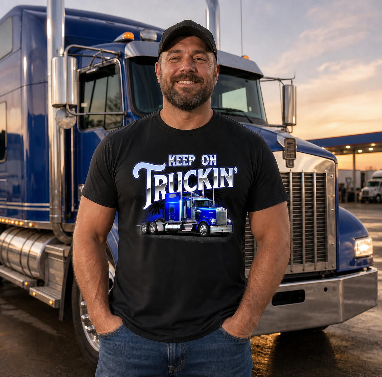 Keep On Truckin’ – Funny Semi Truck Driver T‑Shirt, Great Gift for Truckers