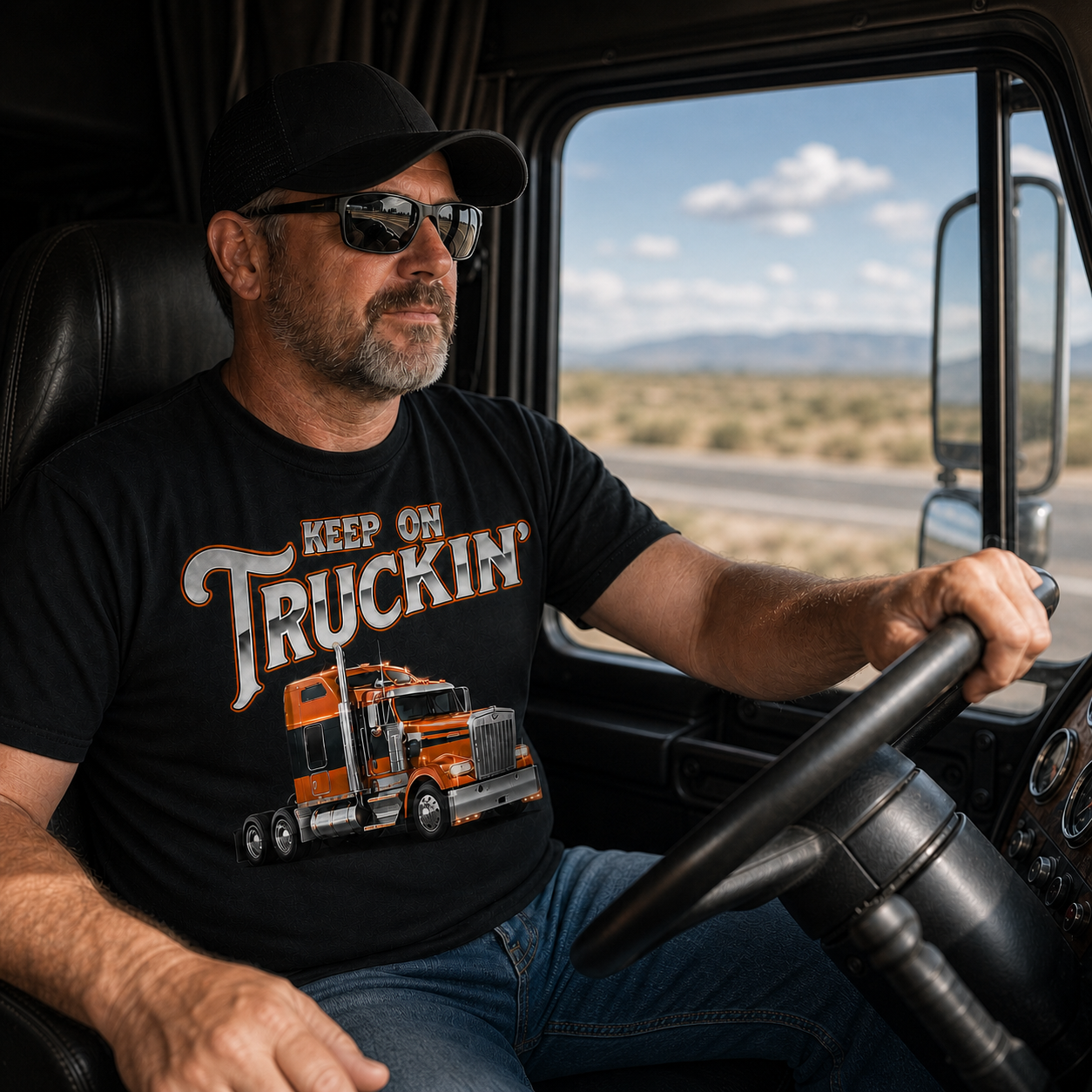 Keep On Truckin’ – Funny Semi Truck Driver T‑Shirt, Great Gift for Truckers