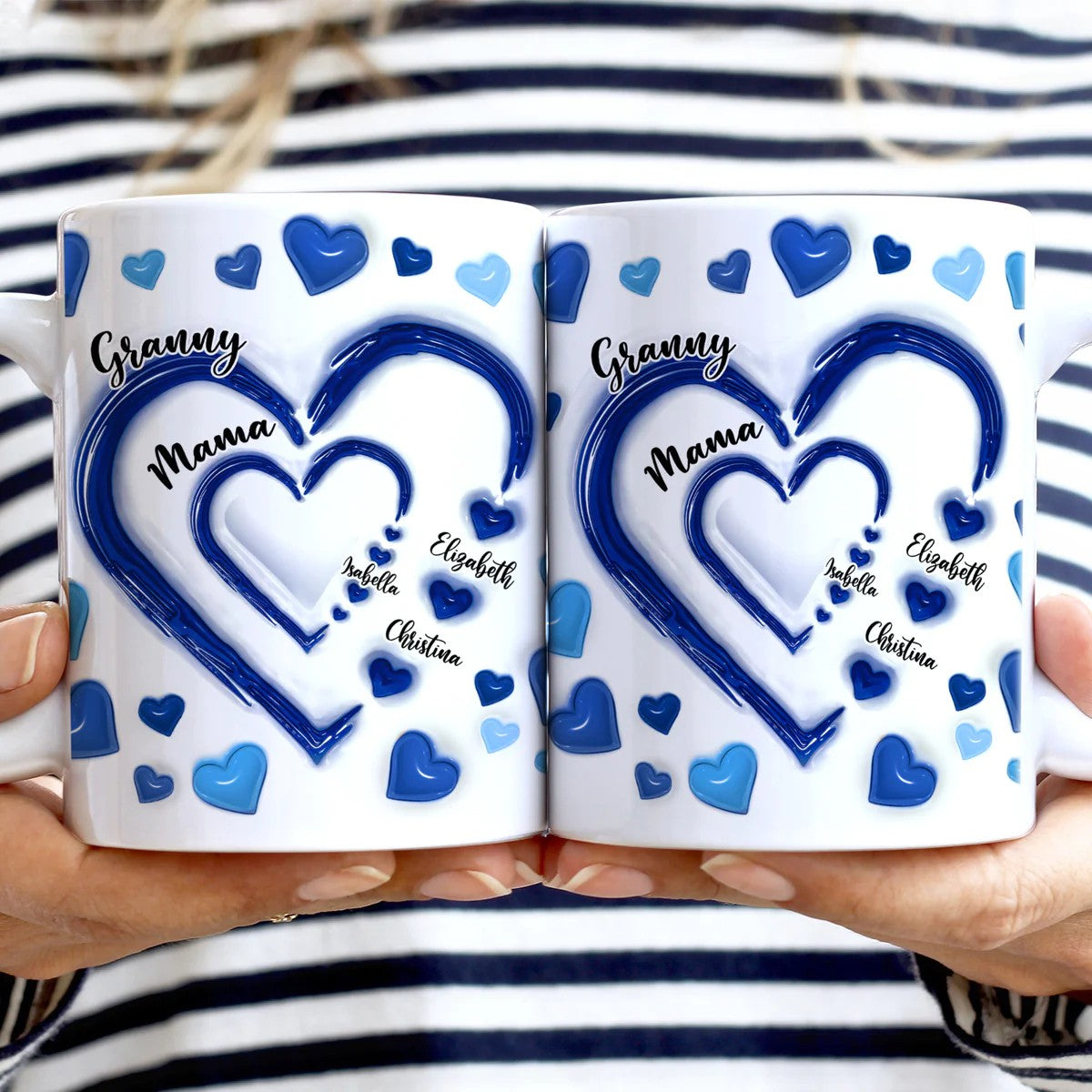 Mom's Grandma's Sweethearts - 3D Inflated Effect Printed Mug, Personalized White Edge-to-Edge Mug
