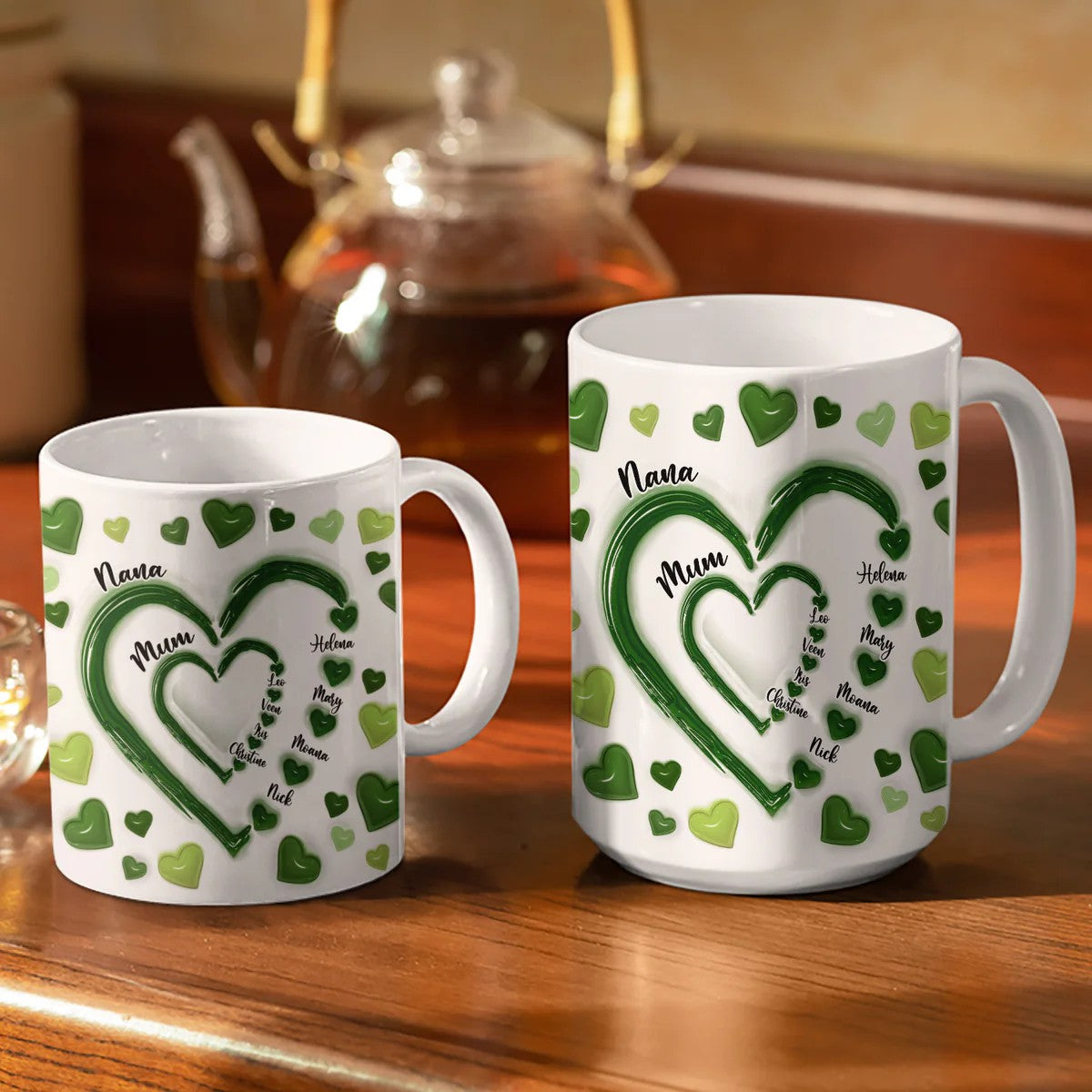 Mom's Grandma's Sweethearts - 3D Inflated Effect Printed Mug, Personalized White Edge-to-Edge Mug