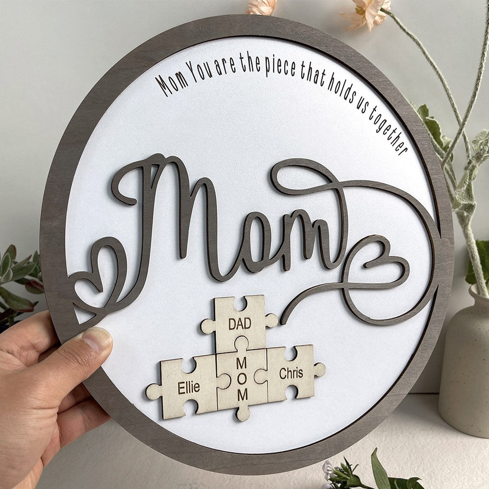 Wooden Puzzle Sign Custom Gift For Mother