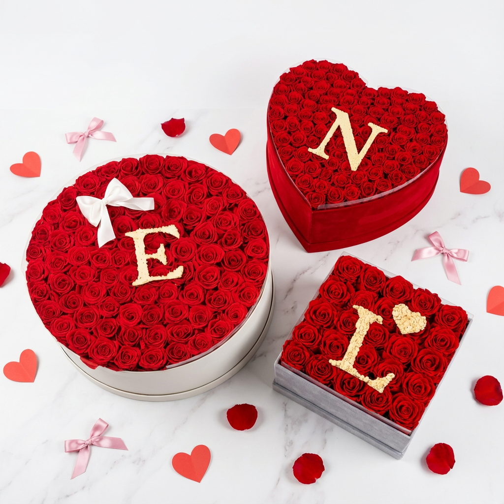 Personalized Glitter Roses With Initial