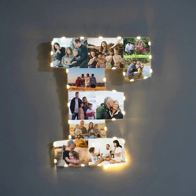 Personalized Letter Photo Collage Lamp Letter F