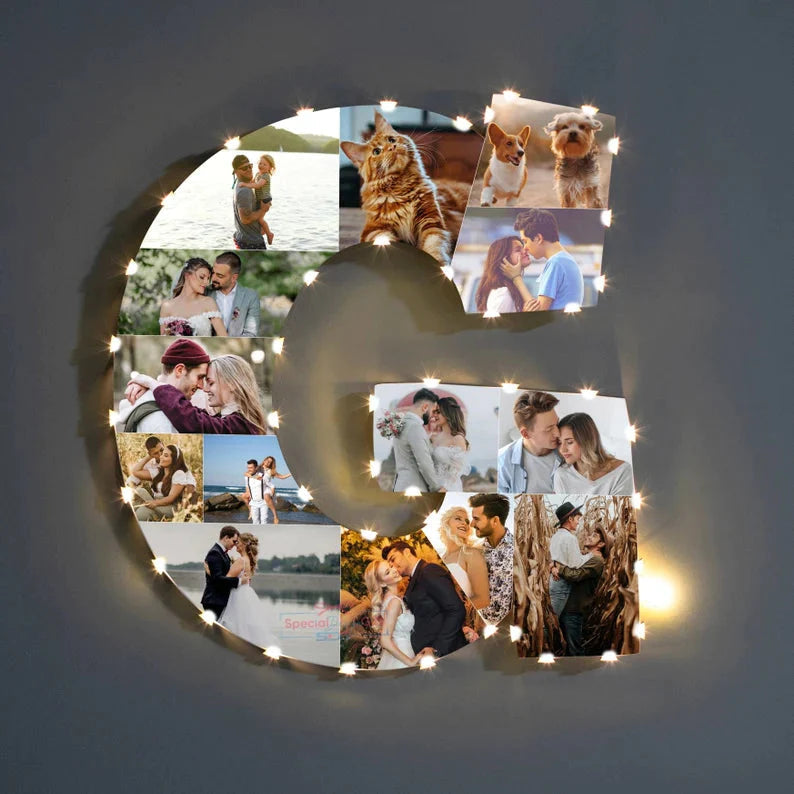✨Personalized Letter Photo Collage Lamp Letter V