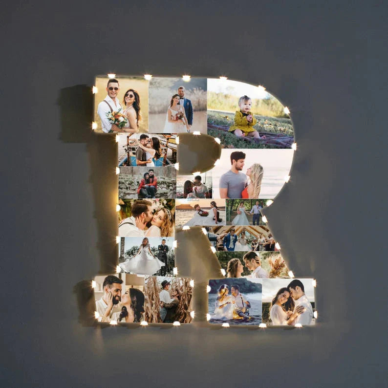 ✨Personalized Letter Photo Collage Lamp Letter V