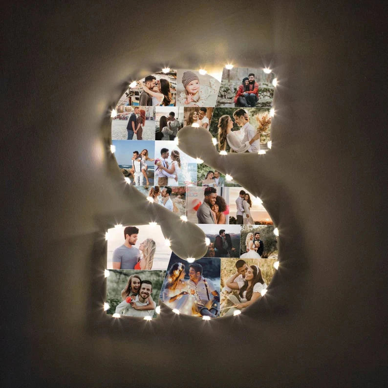 ✨Personalized Letter Photo Collage Lamp Letter U