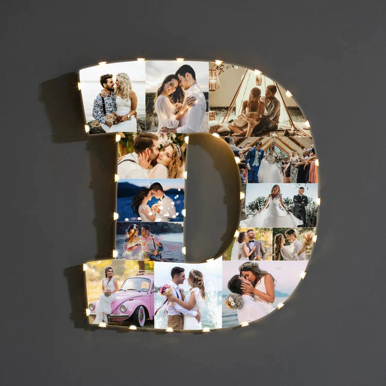 ✨Personalized Letter Photo Collage Lamp Letter V
