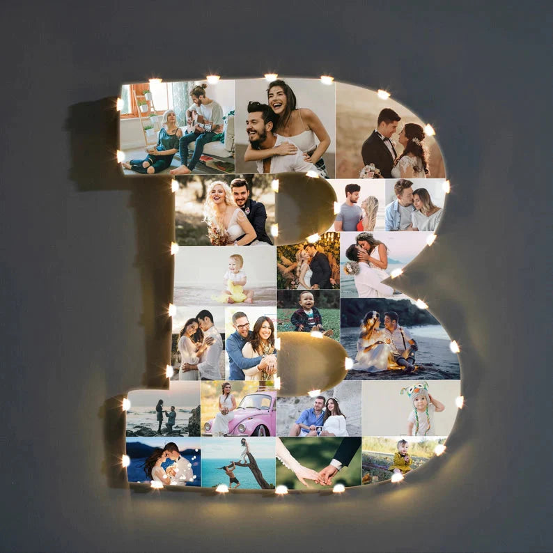 ✨Personalized Letter Photo Collage Lamp Letter V