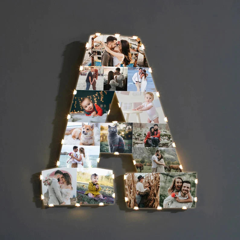 ✨Personalized Letter Photo Collage Lamp Letter V