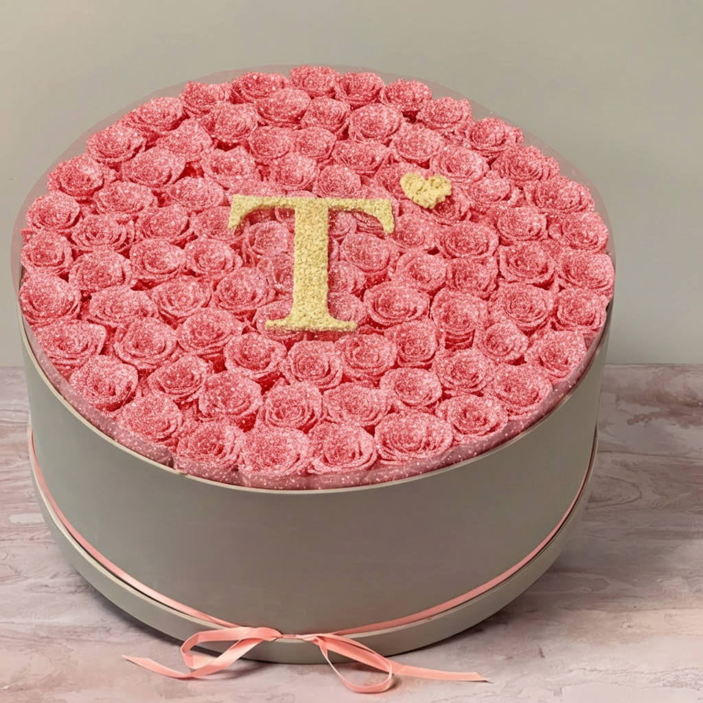 Personalized Glitter Roses With Initial