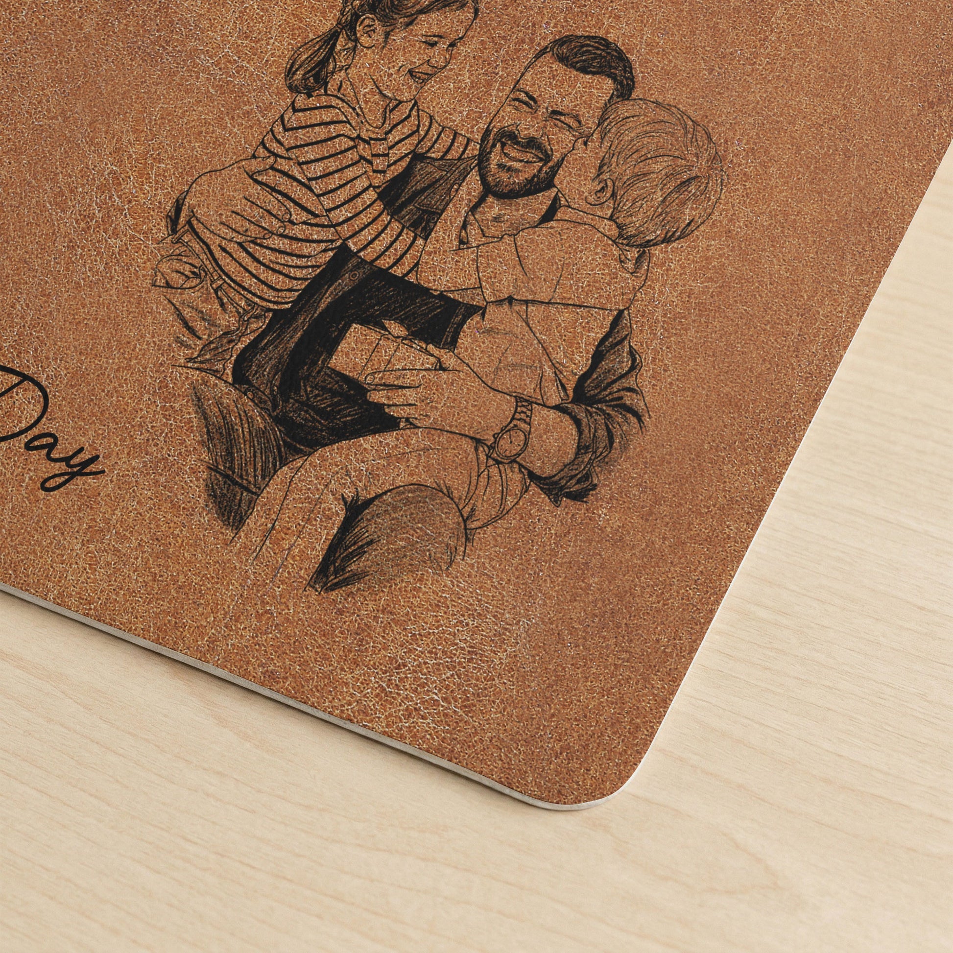 We Love You Custom Photo Sketch Desk Mat | Personalized Father's Day Gift for Dad Husband