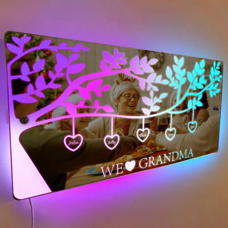 Personalized Name Custom Family Tree Led Mirror Light