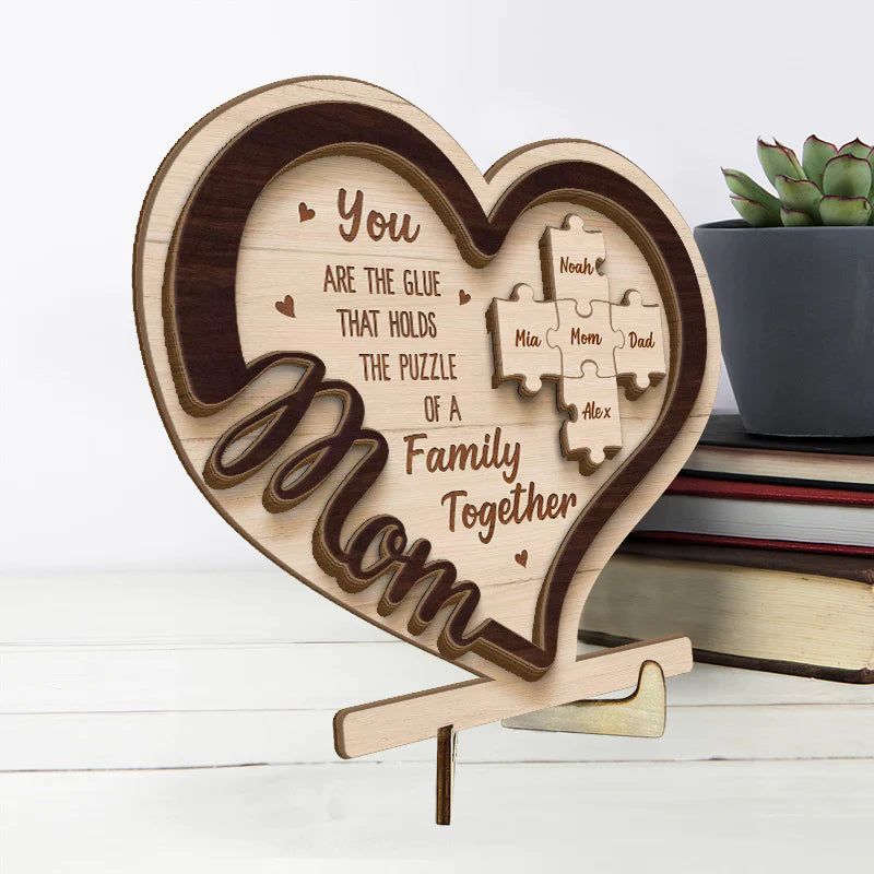 You Are The Glue That Holds Us Together - Family Personalized Custom Wooden Plaque - Gift For Mom