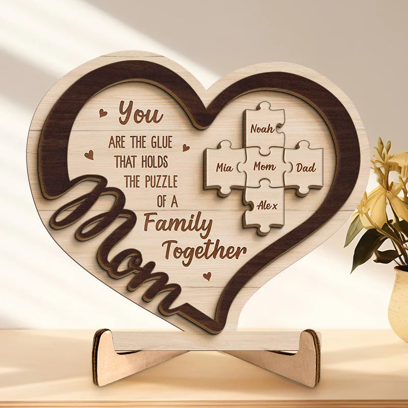 You Are The Glue That Holds Us Together - Family Personalized Custom Wooden Plaque - Gift For Mom