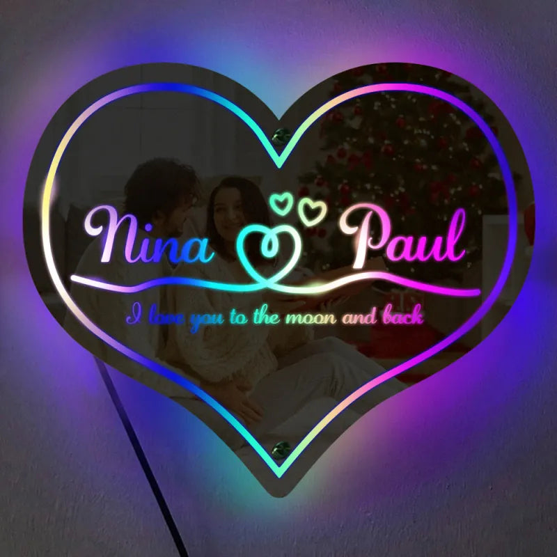Personalized Mirror Light Heart Marquee Wedding Gifts