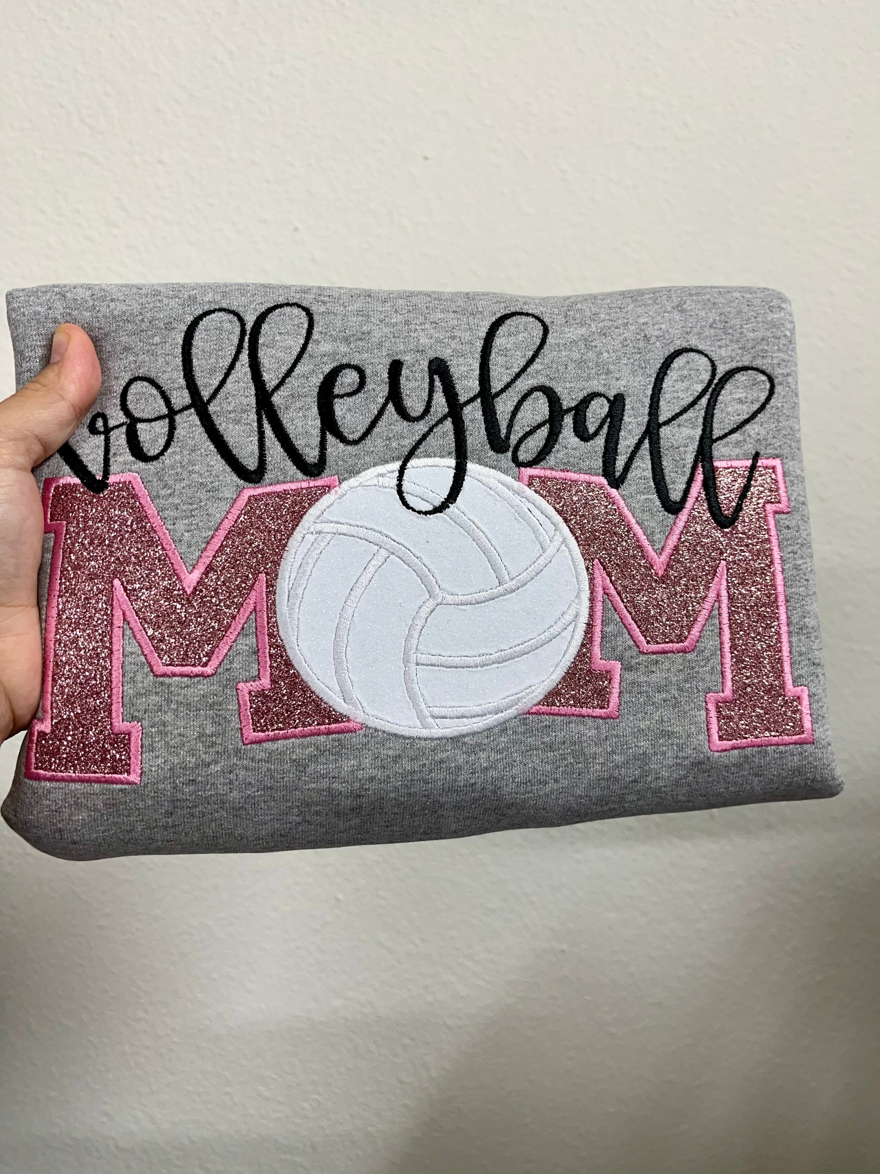 Personalized Glitter Embroidery Sports Mom Sweatshirt