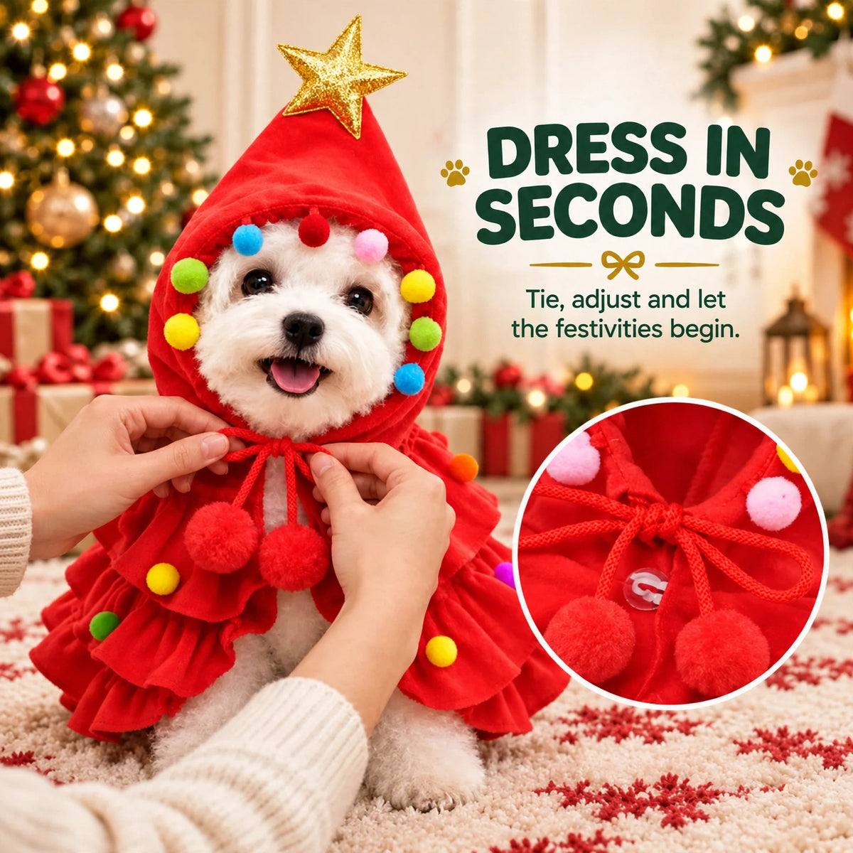 Adorable Christmas Tree Pet Costume — Holiday Dress-Up for Dogs & Cats