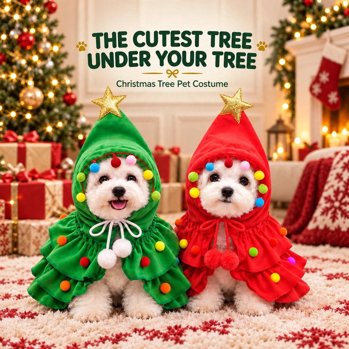 Adorable Christmas Tree Pet Costume — Holiday Dress-Up for Dogs & Cats