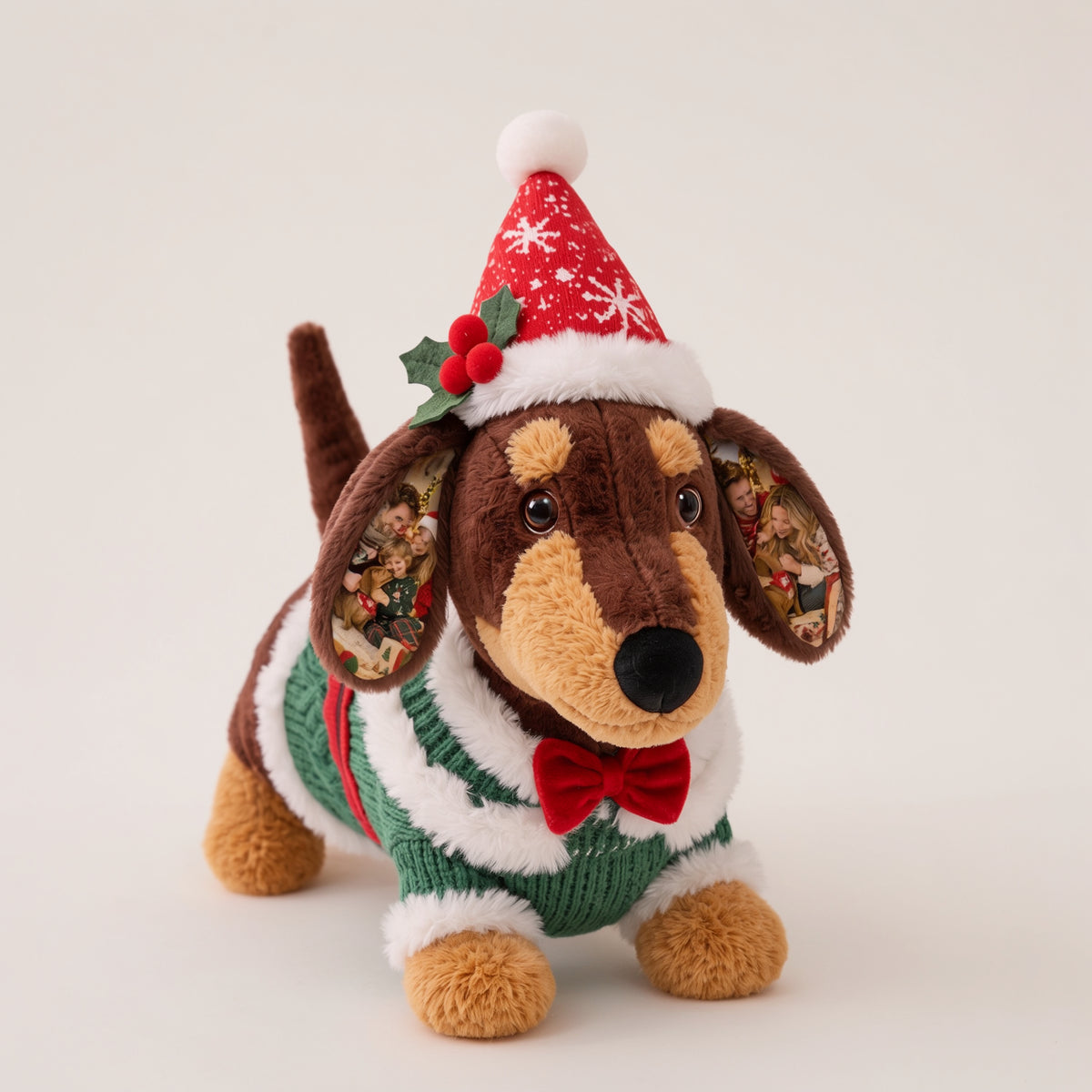 Custom Photo Dachshund Stuffed Animal — Personalized Sausage Dog Plush with Ear Picture, Cute Gift for Dog Moms, Girlfriend & Kids