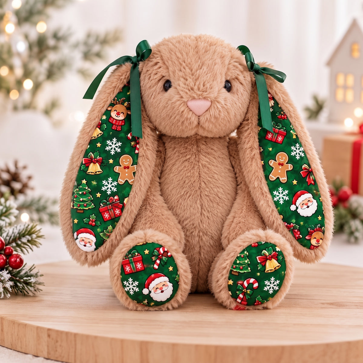 Personalized Christmas Plush Bunny Doll — Custom Christmas Bunny Plush Toy, Christmas Decorations & Gifts for Kids