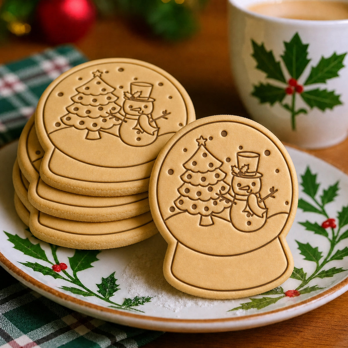 Snowman Snow Globe Cookie Stamp— Holiday Baking Tool