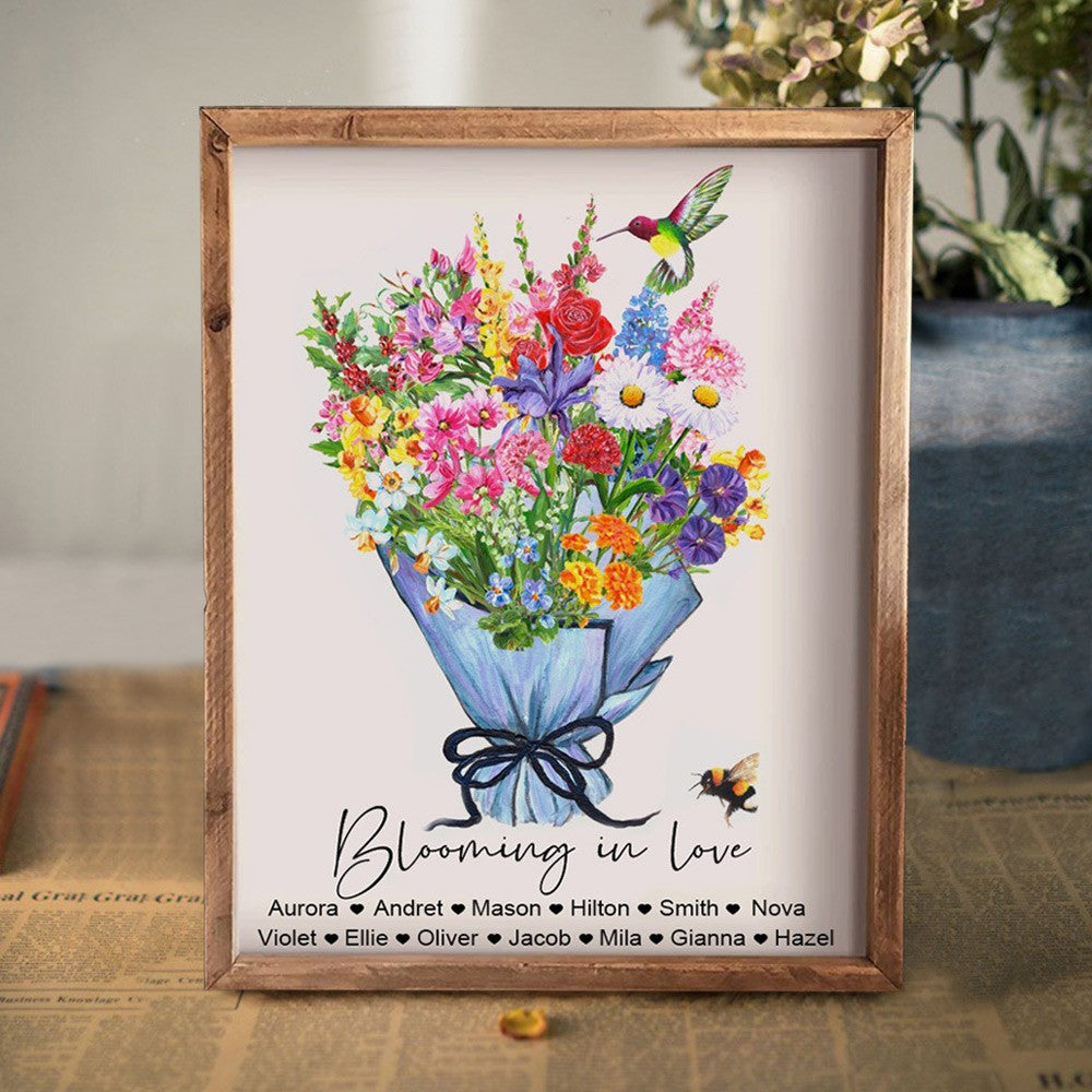 Custom Birth Flower Bouquet Print with Names Gift Ideas for Her Family Keepsake Gifts