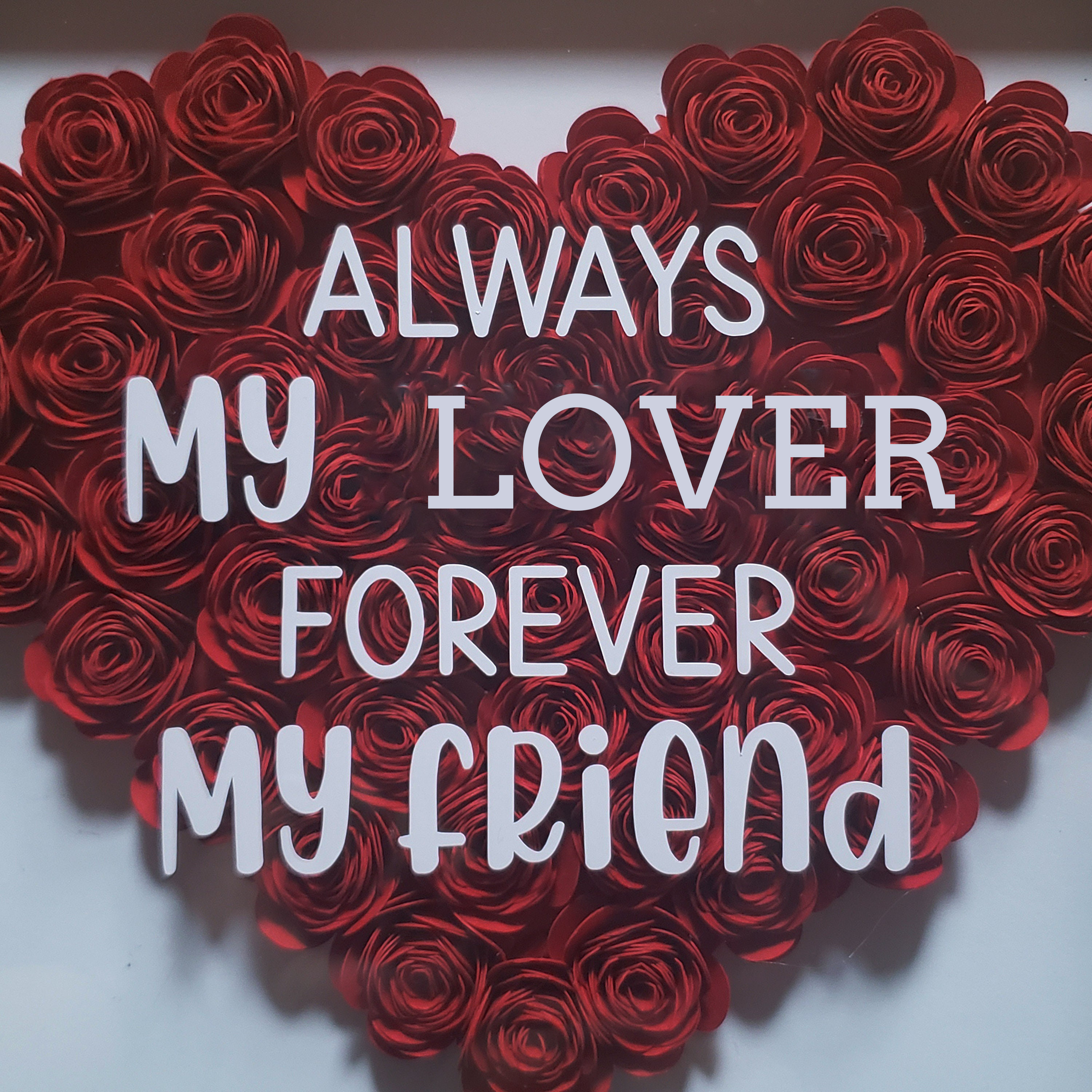 Heart Shape Purple Pink Red Bule Monochrome Roses Shadow Box  Gift Ideas 3D Paper Roses Flower