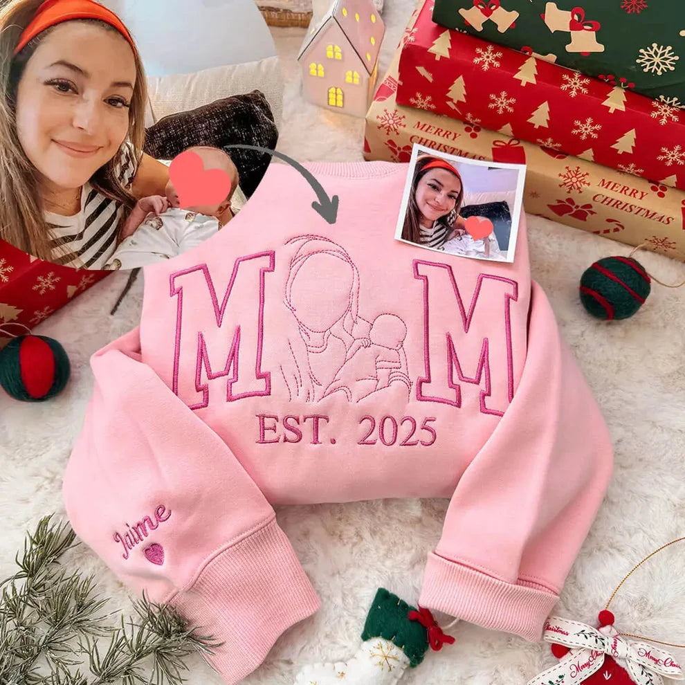 Custom Embroidered Mama Portrait Sweatshirt
