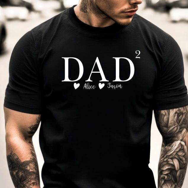 Custom Dad 2 Shirt With Kids Names, Third Baby Reveal, New Dad Gift