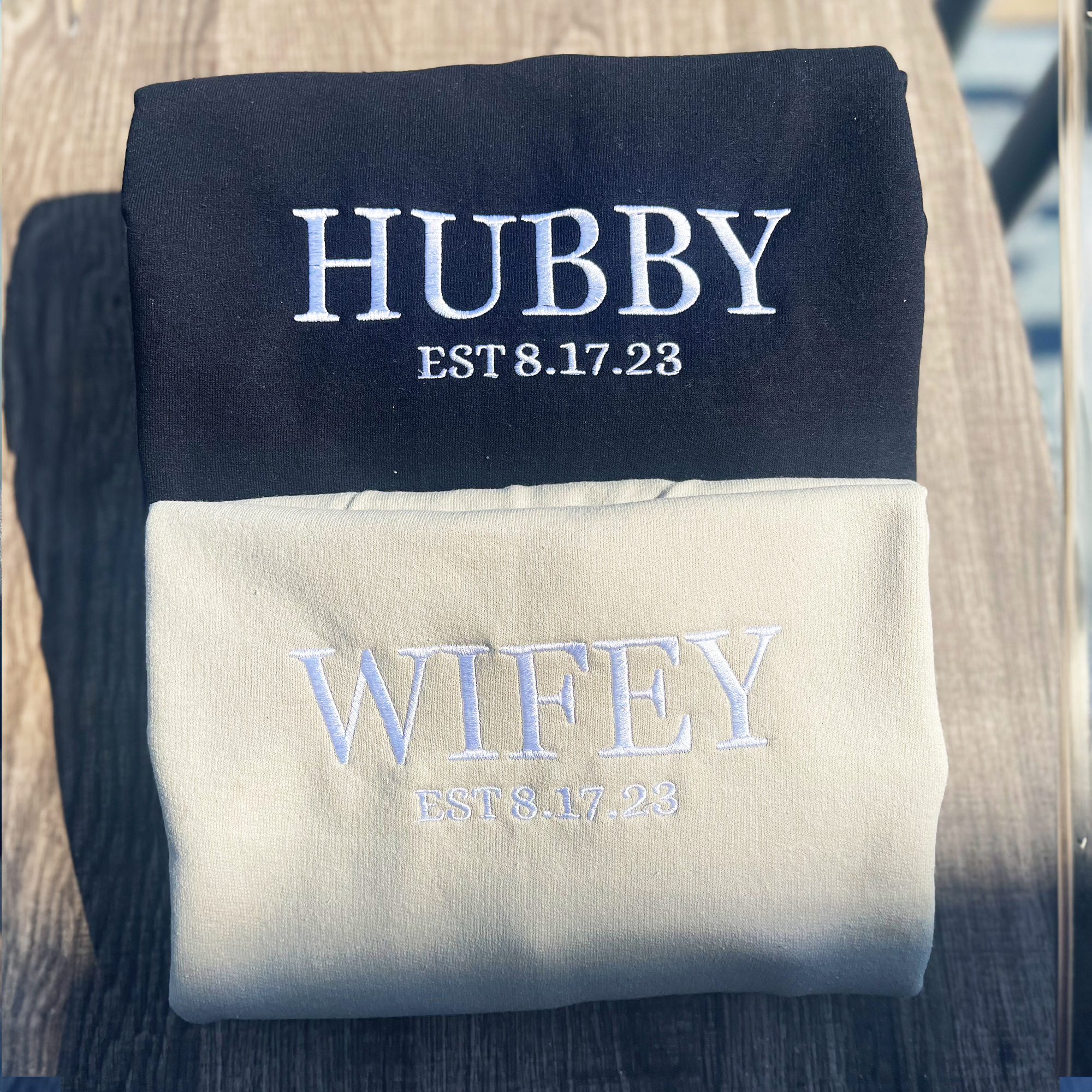 Customized Wifey and Hubby Sweatshirts, Personalized Wifey Sweater, Gift Ideas For Married Couples