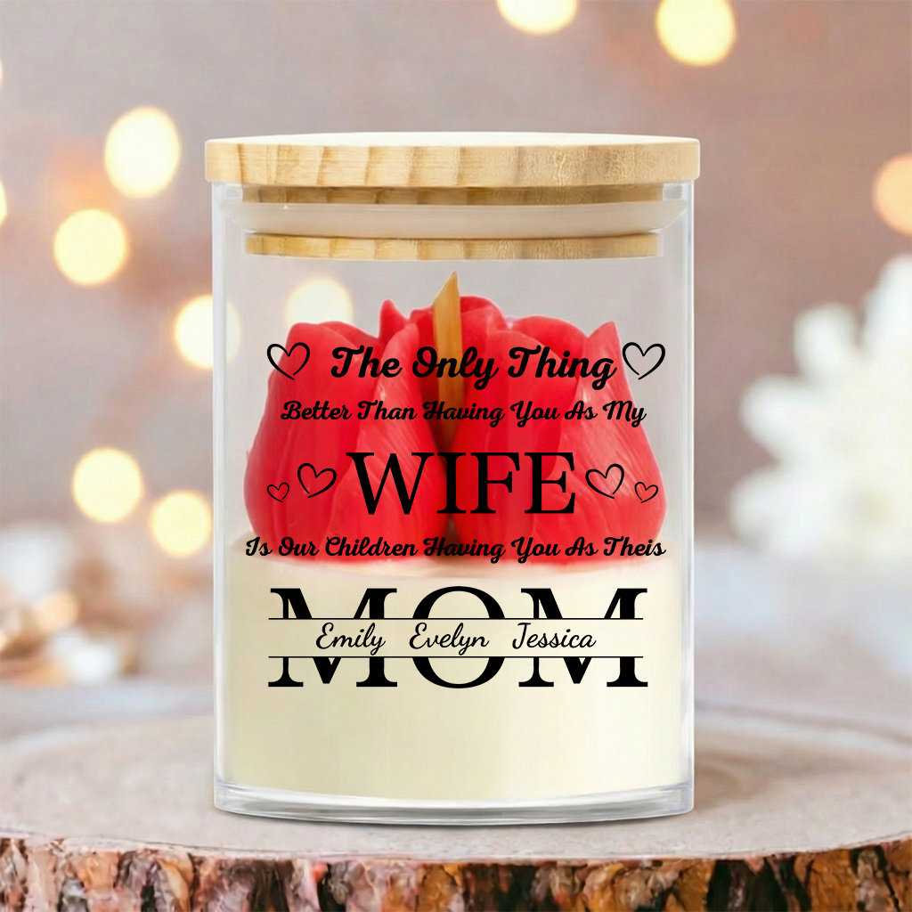 Personalized Soy Wax Candle – Custom Family Message Gift for Wife, Mother’s Day Special