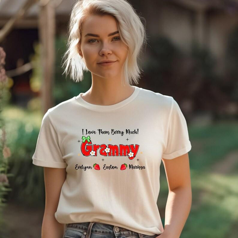 Custom Strawberry Mom T-Shirt with Child's Name Printed - Sweet Mother's Day Gift for Her