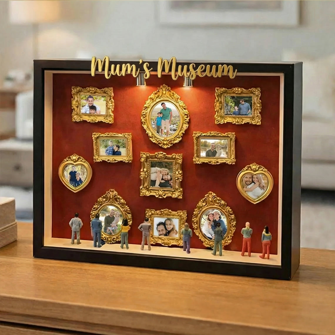 Personalized Mom's Memory Museum Photo Frame with Light, DIY Mini Museum Frame Box,Mother's Day Gift