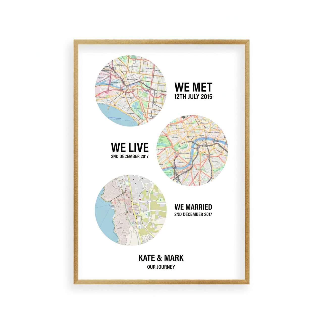 Custom 3-Location Love Story Journey Canvas – We Met, We Love, We Live | Personalized Gift for Couples, boyfriend, girlfriend, anniversary