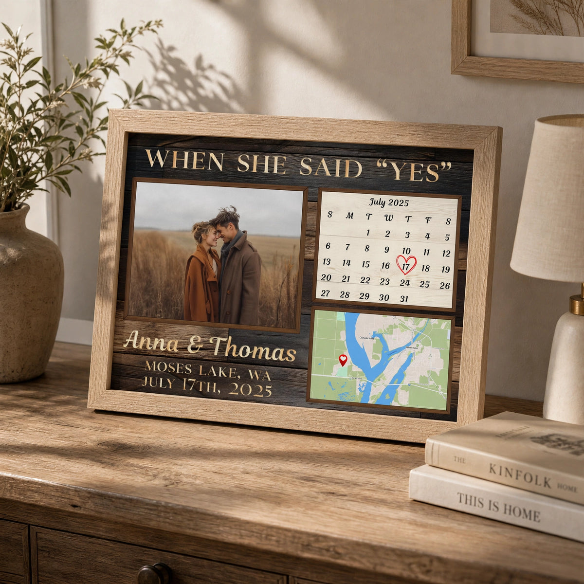 Custom "She Said Yes" Engagement Photo Frame – Personalized Bridal Shower Gift, Couple Photo Keepsake for Bride-to-Be & Engagement Party