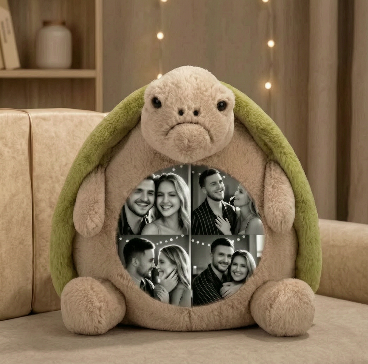 Custom Photo Turtle Plush with Belly Picture — Personalized Plushie, Romantic Anniversary & Birthday Gift for Couples