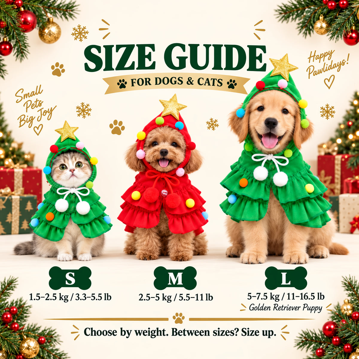 Adorable Christmas Tree Pet Costume — Holiday Dress-Up for Dogs & Cats