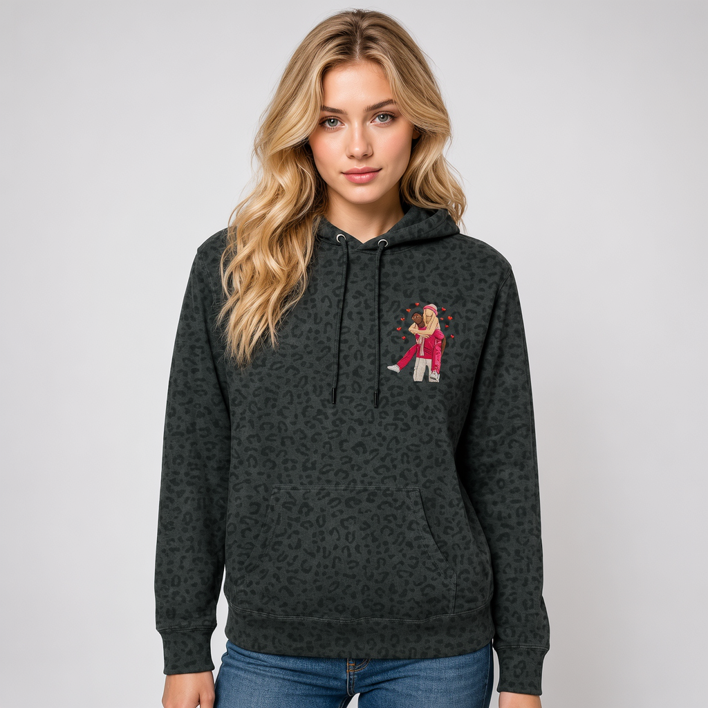 Custom Couple Photo Embroidered Camo Hoodie – Perfect for Couples, Gifts & Everyday Wear
