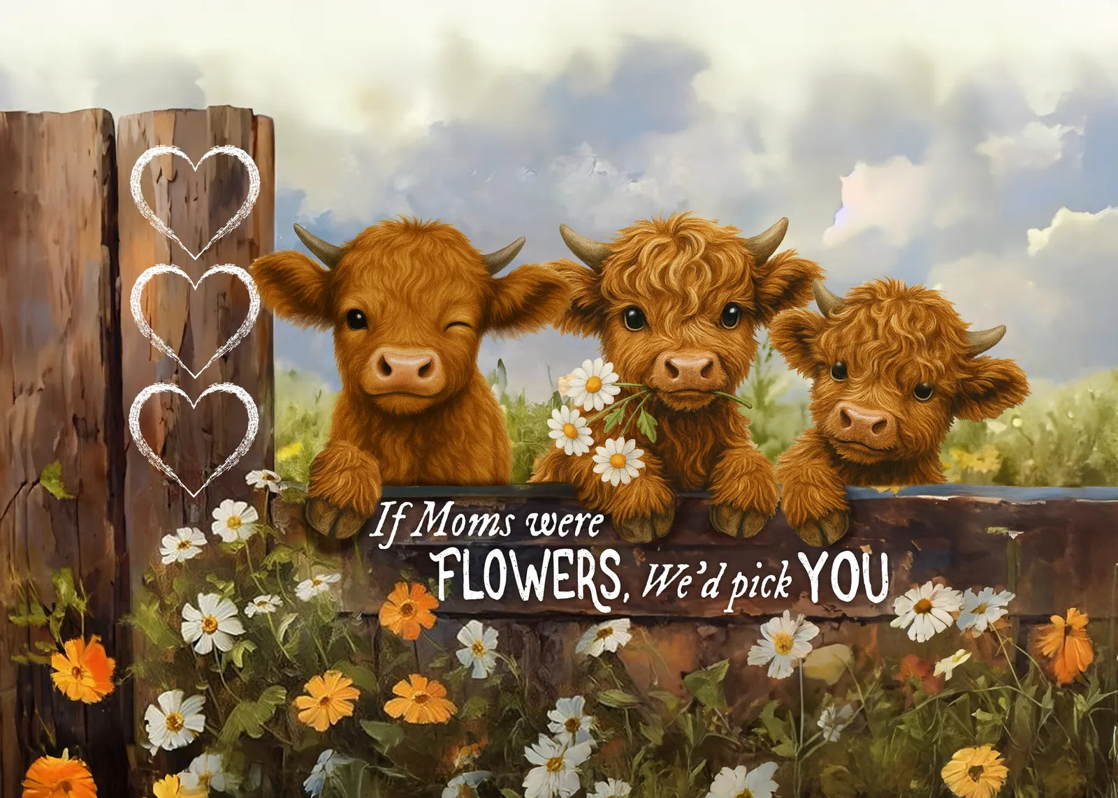 Custom If Mom's Were Flowers, We'd Pick You Highland Cow Canvas